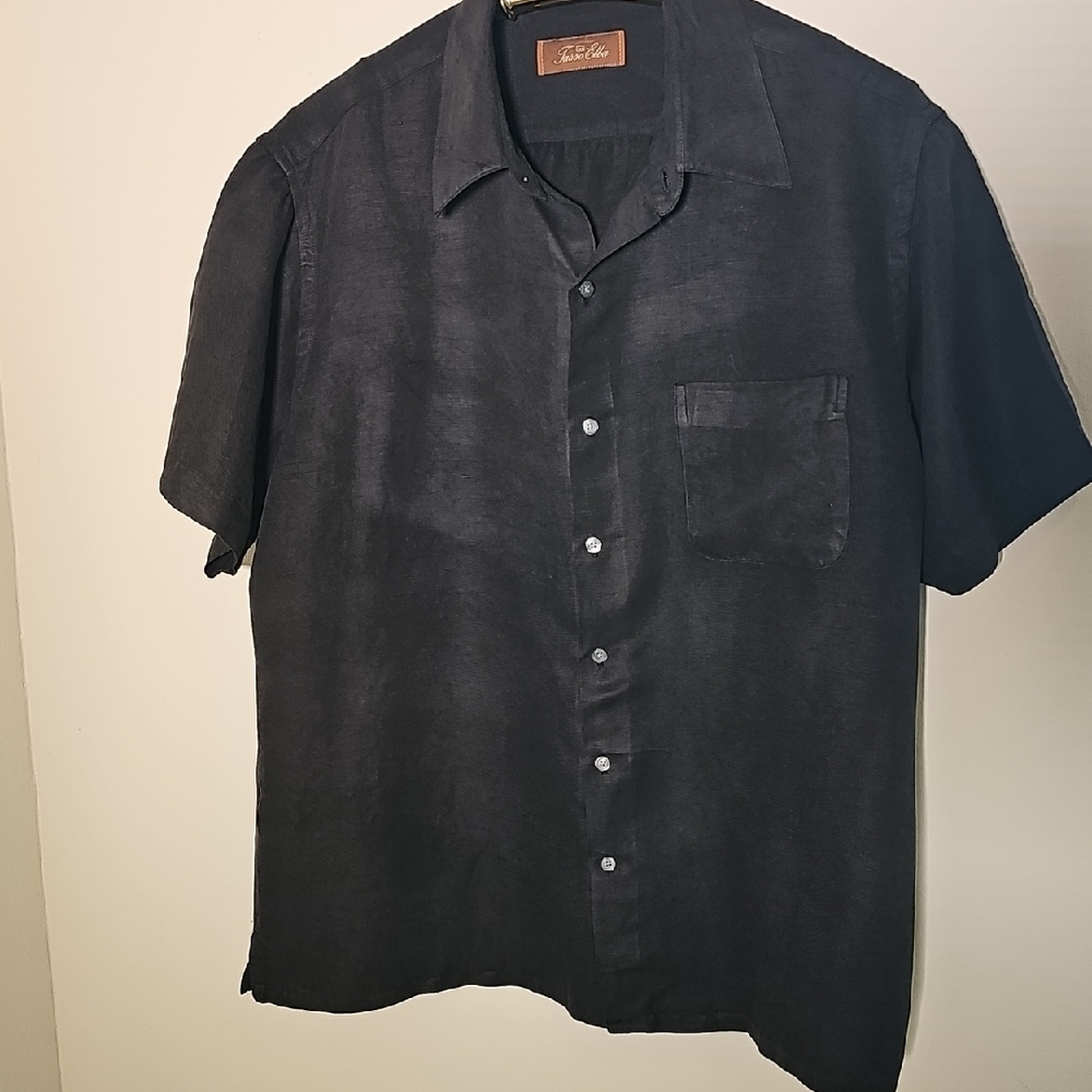 Tasso Elba Charcoal Button‎ Down Shirt. Size XL. SILK BLEND.